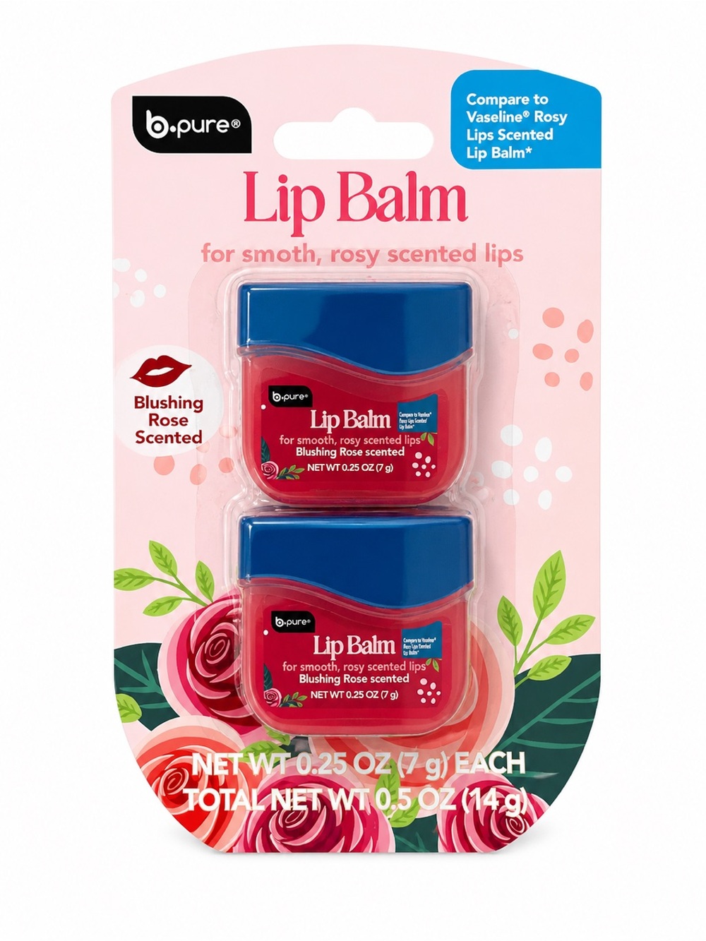 b.pure Blushing Rose Scented Lip Balm — Pink